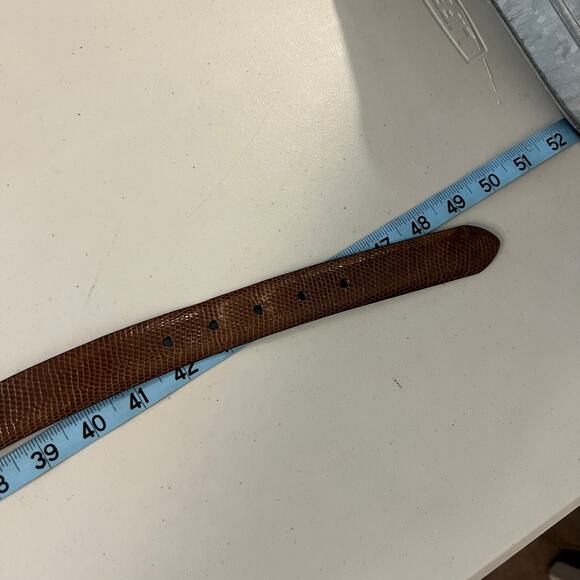 Cale Vintage Brown Genuine Lizard Leather Made in Spain Brass Belt Size XL - Picture 5 of 9